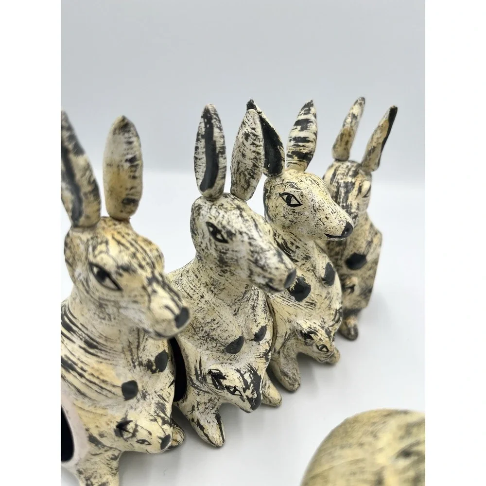 Vintage Kangroo Napkin Rings SET OF 6 Wood Joey Figural Whimsy Kitsch Rustic